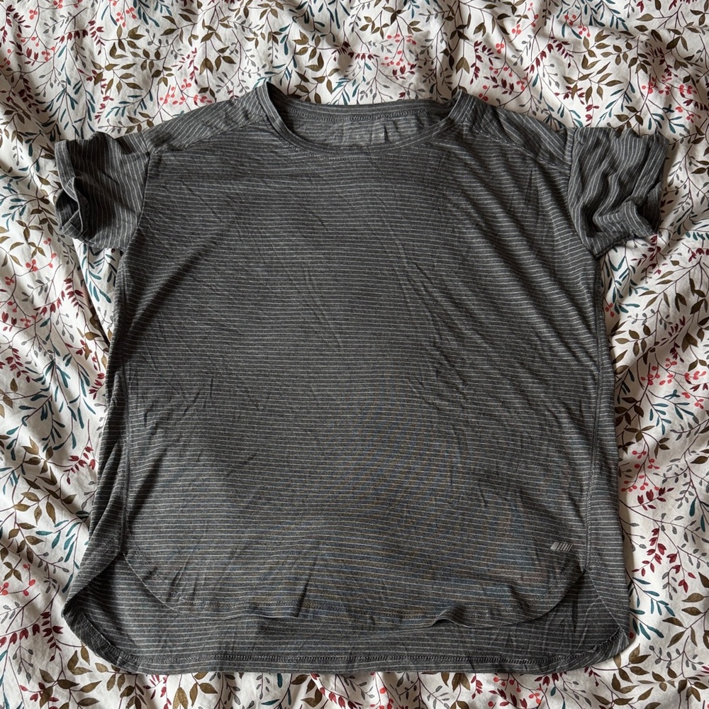 Amazon Essentials Gray Striped Crewneck Tee